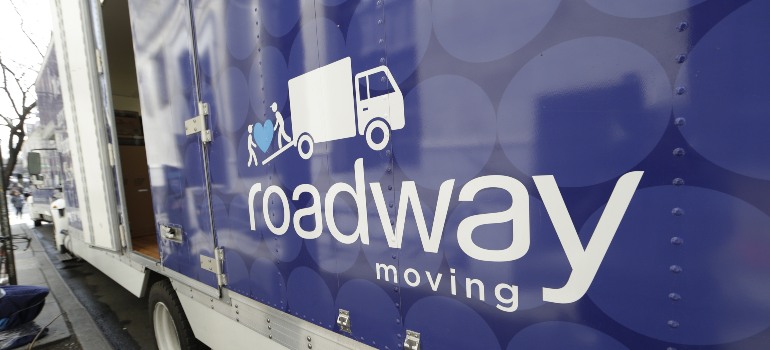 An up-close view of Roadway Moving's truck.