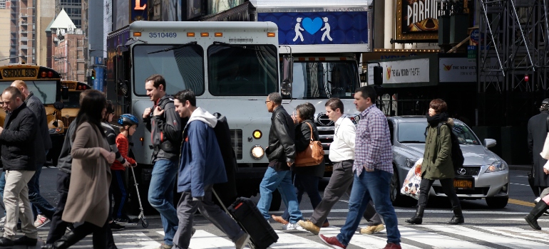 people crossing the street