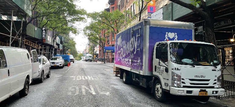 moving truck parked on the street