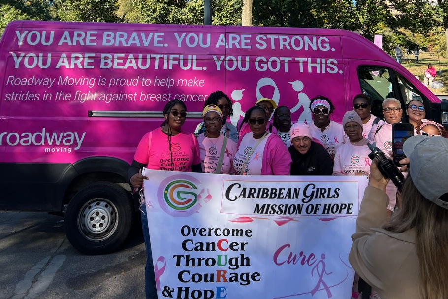 Carribean Girls Mission of Hope at Roadway Moving's booth at Making Strides 2024 walk in Central Park, NY